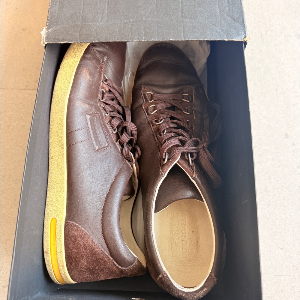 Dolce & Gabbana Brown Leather Sneakers